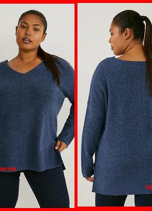 Мягкий теплый джемпер экстра мега-батал с добавлением шерсти 💣