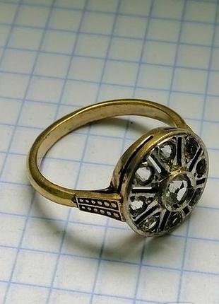 Кольцо с камнями ,  серебро 875 проба, позолота.  винтаж