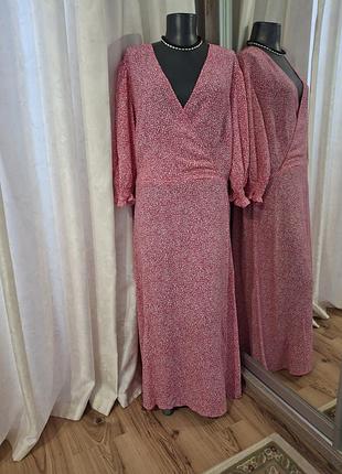 Красивое с пояском и объемными рукавами платье 👗