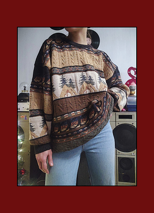 Свитер / теплый свитер / зимний свитер / свитер с изображением гор / горы / теплый зимний свитер / зимний свитер с изображением гор / шерстяной свитер /