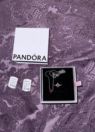 Оригінальний подарунковий комплект pandora, кільце та прикраса