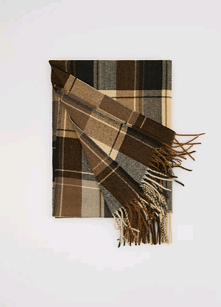 Шарф с бахромой reserved 264be-80x бежевый 67-185см