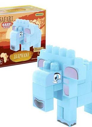 Конструктор wader baby blocks сафари слон 23 дет. 1+