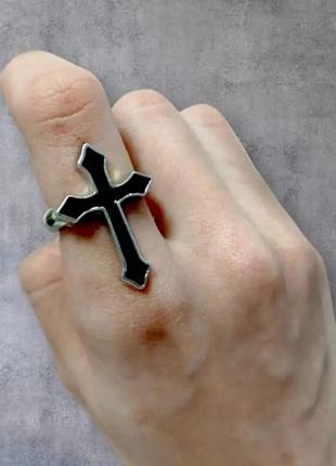 Унисекс кольцо черный крест регулируемая кольца в стиле панк рок хип хоп гот