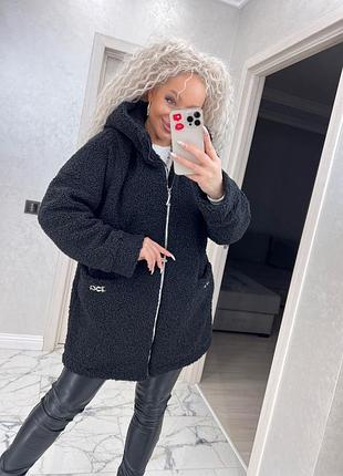 Куртка пальто женское демиссизон из искусственной овчины