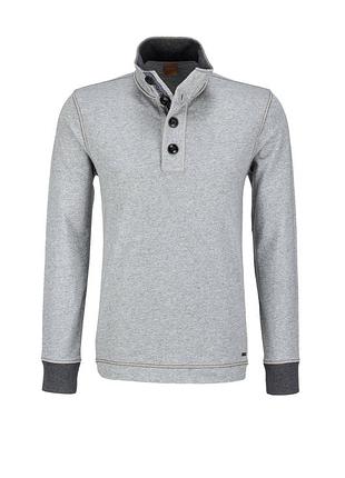 Boss hugo boss mens grey long sleeve henley polo shirt чоловічий, сірий, лонгслів, поло, хенлі, кофта, з довгим рукавом, на ґудзиках, кежуал, босс
