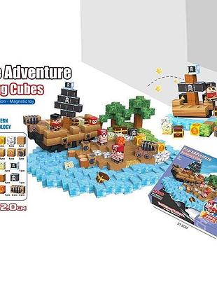 Конструктор 100 дет, магнитный пираты, кубик 2 на 2 см, в коробке