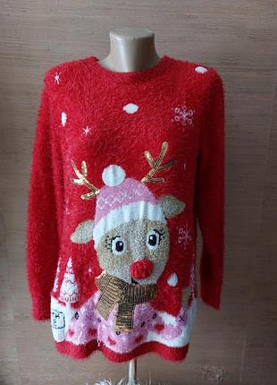 🦌🎄☃️ милый мягкий свитер травка с олененоком