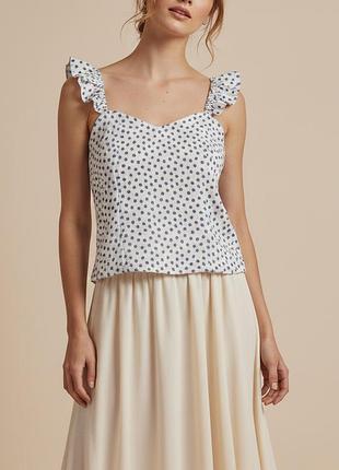 H&amp;m приталенный топ с воланами, 100% лён