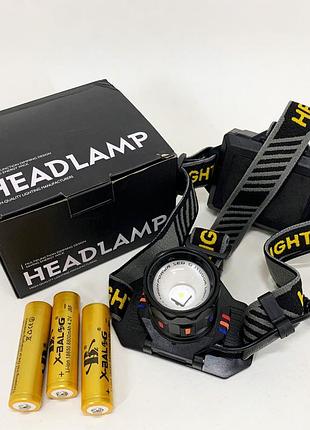 Ліхтар налобний bl-t701a-tg 3x18650 jf-73