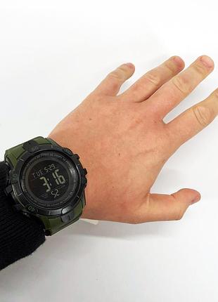 Чоловічий круглий спортивний годинник skmei 1475ag, годинник на руку для військових спортивний з секундоміром dt-34