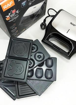 Мультимейкер вафельниця-сендвічниця-гриль 4 в 1 raf, електрогриль притискний на 2 котлети jg-45