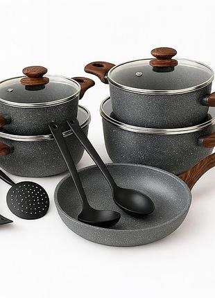 Набор кастрюль с комплектом крышек, набор каструль с антипригарным покрытием посуды для дома il-92