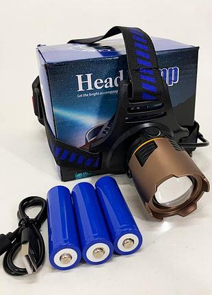 Ліхтар налобний a49-tg 3x18650 dq-96