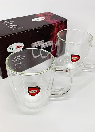 Стаканы с двойным стеклом con, стеклянная чашка с двойными стенками прозрачные кружки двойным дном nf-94