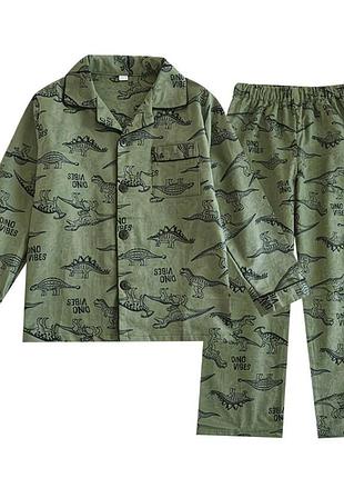 Дитяча піжама для хлопчика 100% бавовна з динозаврами
