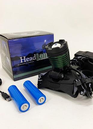 Фонарь на голову для туристов, налобный фонарик с влагозащитой, налобные фонари для активных людей zq-22