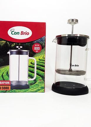 Стеклянный заварник con, френч-пресс из качественого материала, заварник для трав hc-84