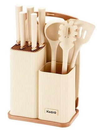 Набір зручних силіконових кухонних аксесуарів, набір кухонного начиння на підставці ny-68