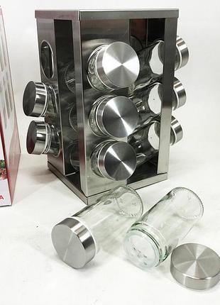 Ячеристий органайзер для зберігання спецій unique 12 в 1, баночки для спецій на постачанні wg-97