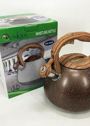 Практичный чайник для газовой плиты un-5306 2, 7л, чайники со свистком наплитные, чайник для воды на газ pv-34