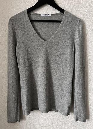Сірий кашеміровий светр з v-подібним вирізом, джемпер/пуловер з кашеміру globus essentials