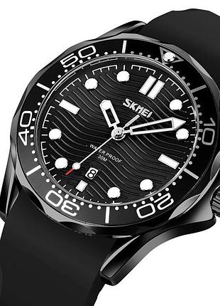 Часы мужские в строгом стиле, мужские наручные часики стильные черные наручные часы gu-38