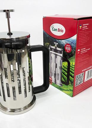 Приготовление чая с помощью пресс-заварника brio cb-5060 600 мл, ручной френч прес для чая nj-11