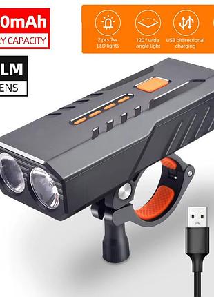 Велофонарь для велосипедов с аккумулятором bc25s, фара для велосипеда с зарядкой, фонарик велофонарь tj-94