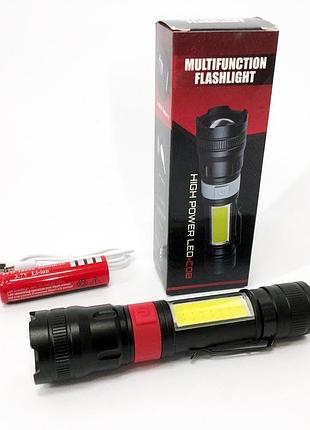 Супер яркий лед фонарик pl-826-p70-cob(white+red), перезаряжаемый ручной фонарь, ручной фонарик cob in-82