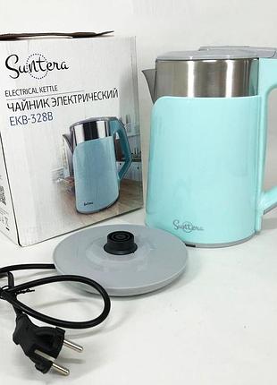 Электрический чайник с индикацией включения suntera, электрочайники металлические для дома xg-33