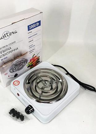 Плита електрична настільна компактна suntera sp-1910 1000 вт, електро плита маленька bp-79