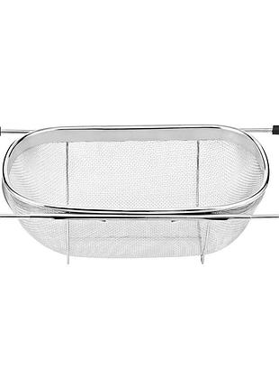 Дуршлаг сито на раковину для мытья овощей и фруктов 36х25х10.5 см из нержавеющей стали hp-19-18-l