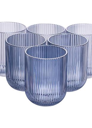 Набір склянок 6 шт скляні склянки 250 (мл) для соку, лимонаду, коктейлів склянки для напоїв блакитний hp7112bl