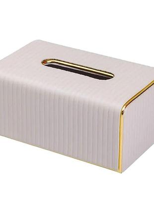 Серветниця з еко шкіри 21.5х13х9 см органайзер для серветок на стіл сірий hp-3-204g