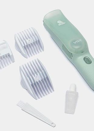 Детская машинка для стрижки vgr v-155 green детей новорожденных бесшумная тихая с насадками 0-12 мм wc-53