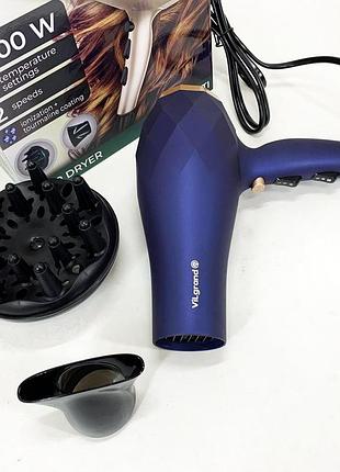 Фен без вреда для волос vilgrand, портативный фен с насадками для объемной укладки mt-19