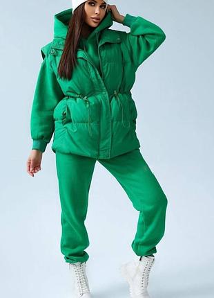 Костюм тройка жилетка спортивный костюм ▫️цвет: черный, бежевый, зеленый и голубой