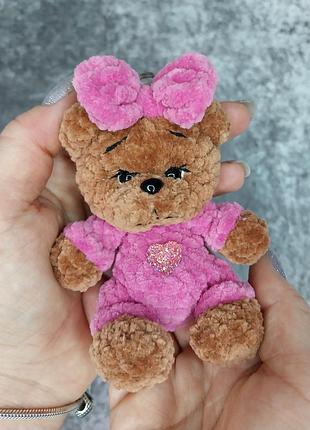 Брелок брелочек мишка игрушка вязаная крючком рукоделия ручная работа подарок для ключей на рюкзак в машину отделки уникальный