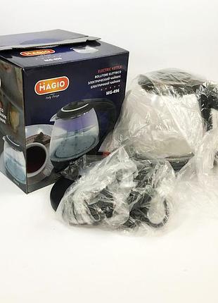 Чайник с подсветкой и индикатором уровня воды magio мg-496 1 л 900 вт, электрочайник на кухню nk-33