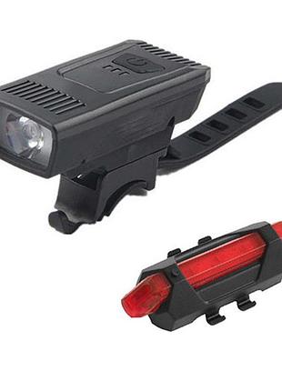 Мощный фонарь для велосипеда с li-ion батареей 1803-1-xpe + stop-5led, фара led для велосипеда md-27