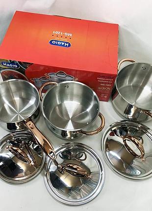 Набор кастрюль с крышками для кухни, набор высоких кастрюль посуды для электрических плит lf-60
