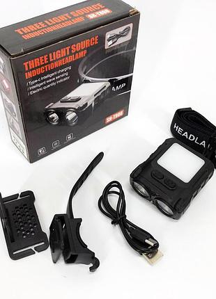 Фонарик на голову для роботы sh-t808-2xpe-20smd-white/red, фонарик диодный налобный pa-82