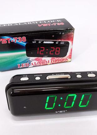 Настільний годинник із яскравим світлодіодним led дисплеєм vst-738-4, годинник зі світним табло ki-16