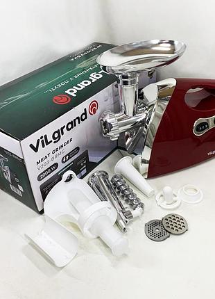 М'ясорубка для інтенсивного використання vilgrand v203-brmg 2000 вт, м'ясорубка для овочів і фруктів jm-23