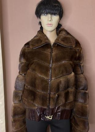 Soft gold італія норковий  полушубок куртка автоледі р. 46 бомпер шуба