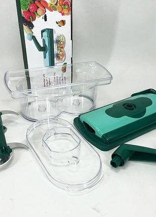 Подрібнювач ручний для овочів потужний nicer, ручна овочерізка слайсер, овочерізка багато насадок ih-86