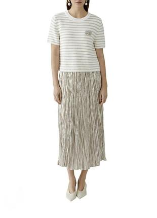 Юбка плисерированная жатая меди нарядная вечерняя жемчужного цвета tokyo doll