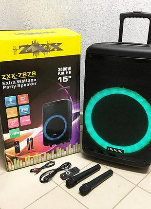 Музыкальная блютуз колонка с подсветкой zxx-7878 72х42х35см 600 вт, переносная колонка с ручкой xg-73
