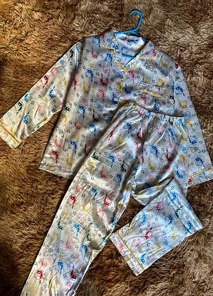 Піжама hello kitty з атласу, білий колір, розміри xs-s